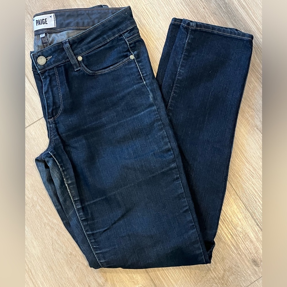 Paige Denim Ultra Soft Skyline Skinny Jeans Dark Blue Midnight 29